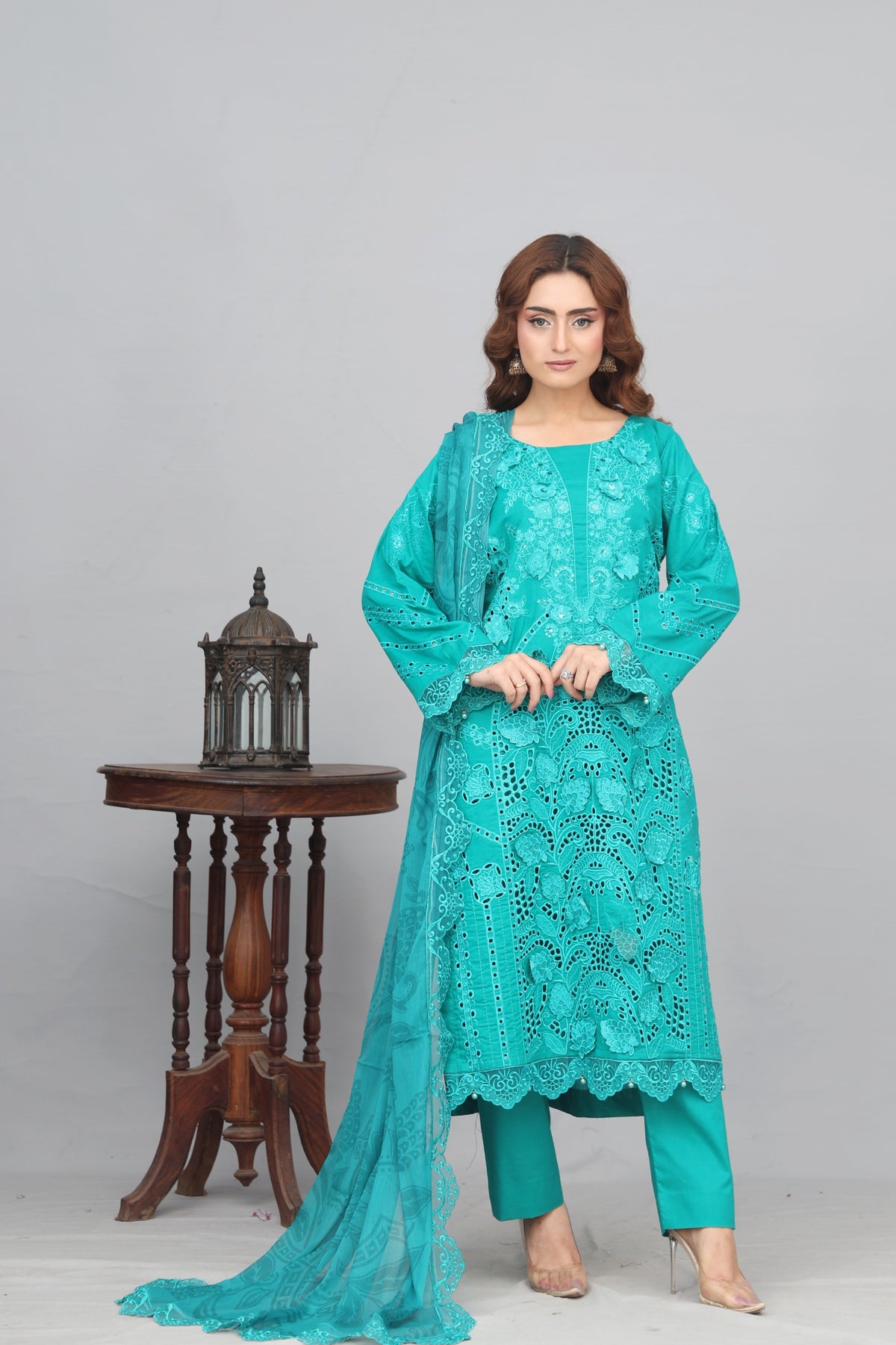 3 Piece Unstitched Embroidered Organza Lawn Suit | EID LAWN-25-05